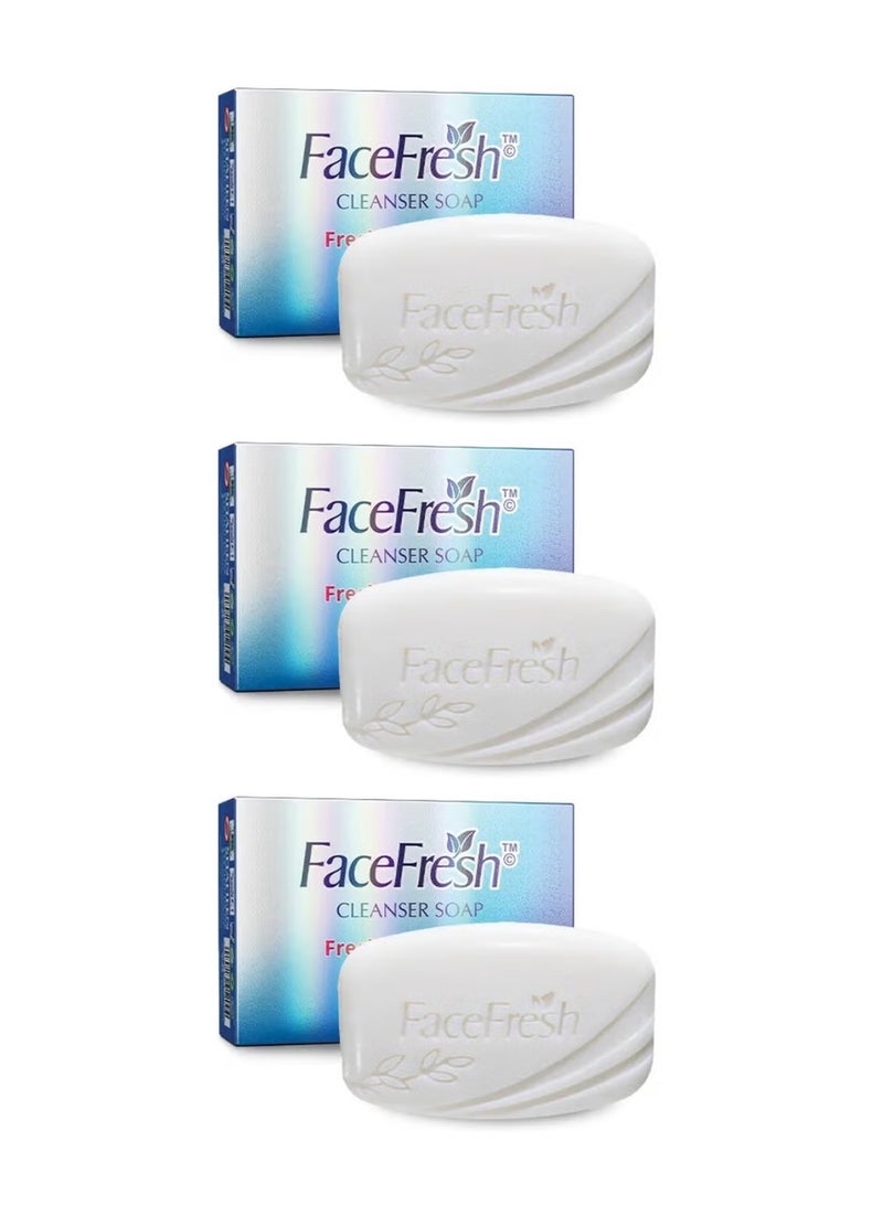 فايس فريش صابون منظف للحماية من البكتيريا – يساعد في تقليل خطر التهابات الجلد، مناسب لجميع أنواع البشرة، 100 جم (عبوة من 3) - Image 1