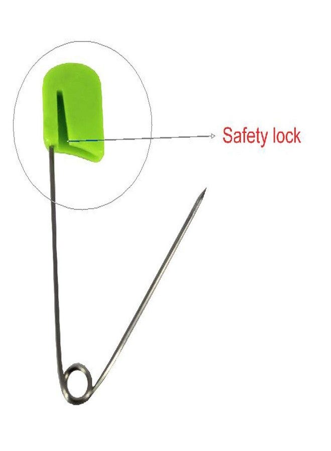 ARTCXC 1Box(100Pcs) 5Colors 55mm/ 2.2 Inch Safety Pins Plastic Head Stainless Steel Diaper Pins Safety Locking Cloth Diaper Nappy Pins - Image 3