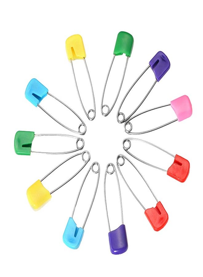 ARTCXC 1Box(100Pcs) 5Colors 55mm/ 2.2 Inch Safety Pins Plastic Head Stainless Steel Diaper Pins Safety Locking Cloth Diaper Nappy Pins - Image 5