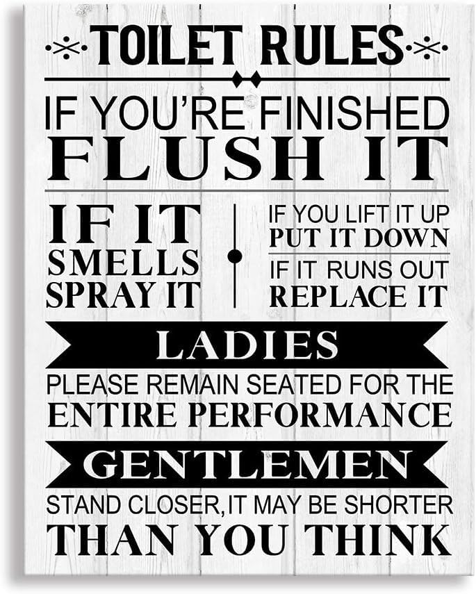 Al Raied ARS Funny Bathroom Wall Art Framed Canvas 12 x 15 Inch - Toilet Rules Decorative Sign Poster - Image 3