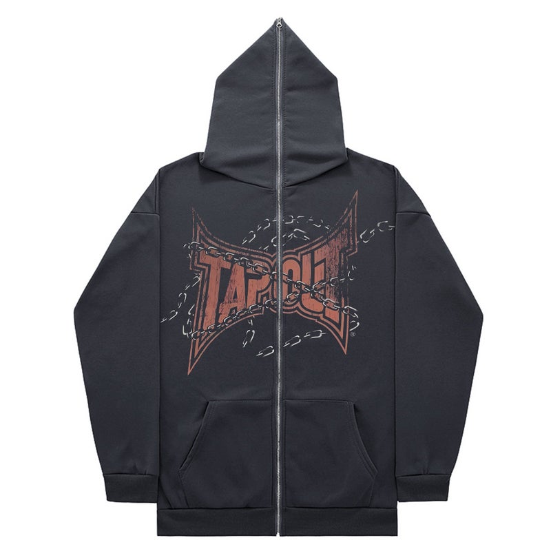 Full Zip Hoodie Sweatshirt Gothic High Street Full Zip Oversized Jacket For Men And Women Streetwear Y2 Jacket - Image 5