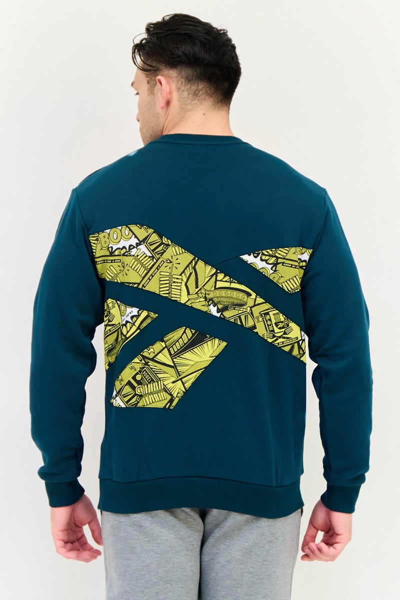 Reebok Men Sportswear Fit Long Sleeves Outdoor Sweatshirt, Green - Image 2