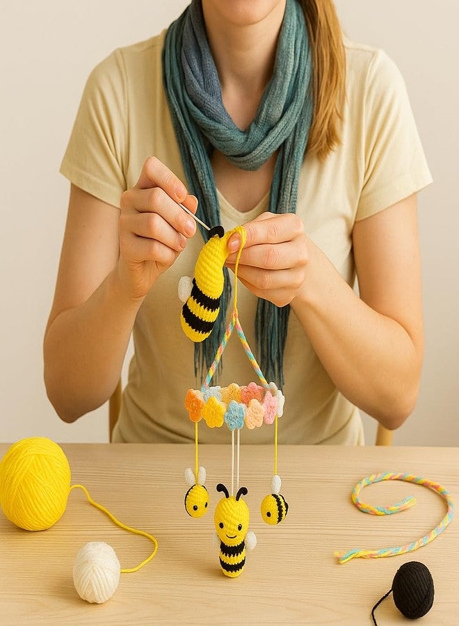 Sutra Handmade Crochet Bee Toy Set – Honey Bee Mother with Two Baby Bees – Amigurumi Stuffed Toys – Best Gift for Kids and Toddlers – Soft Toys for Baby Girls & Boys – Size 15 x 9 Inch - Image 4