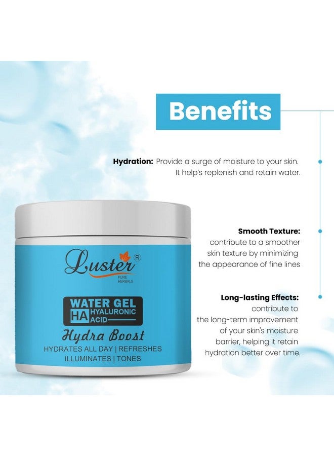 LUSTER جل الماء لستر هايدرا بوست مع حمض الهيالورونيك، البابايا، الألوة فيرا، الكيوي، البطيخ | جل ماء للوجه | مرطب يومي للوجه لجميع أنواع البشرة - عبوة من 2-100 جرام لكل منها - Image 3