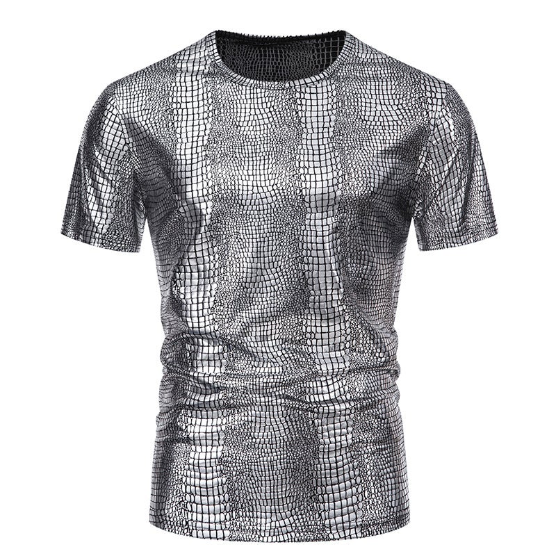 Men'S Party Stage Glossy Short-Sleeved Round Neck T-Shirt 017P30 - Image 1