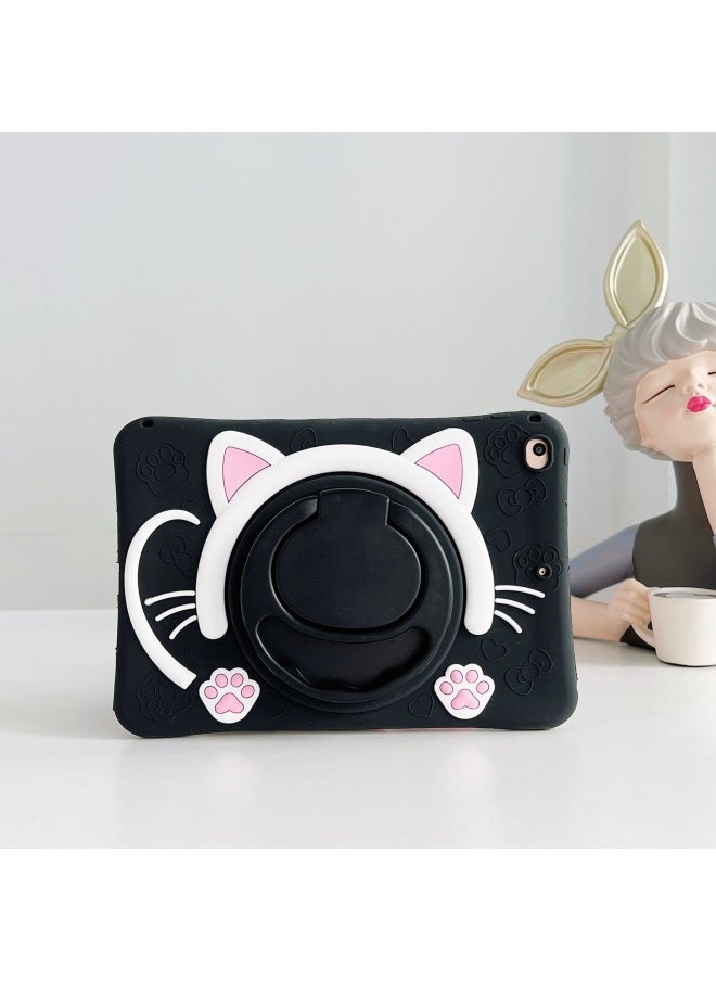 Generic - 360 Rotating Cat Face For Apple Ipad56 Generation 10.9/10.2 Huawei V7 Samsung A9T295 Lenovo Vivo-Color:Black Cat +360 Rotating Bracket-Applicable Model:SX-Tab T510/T515(10.1 Inch) - Image 1