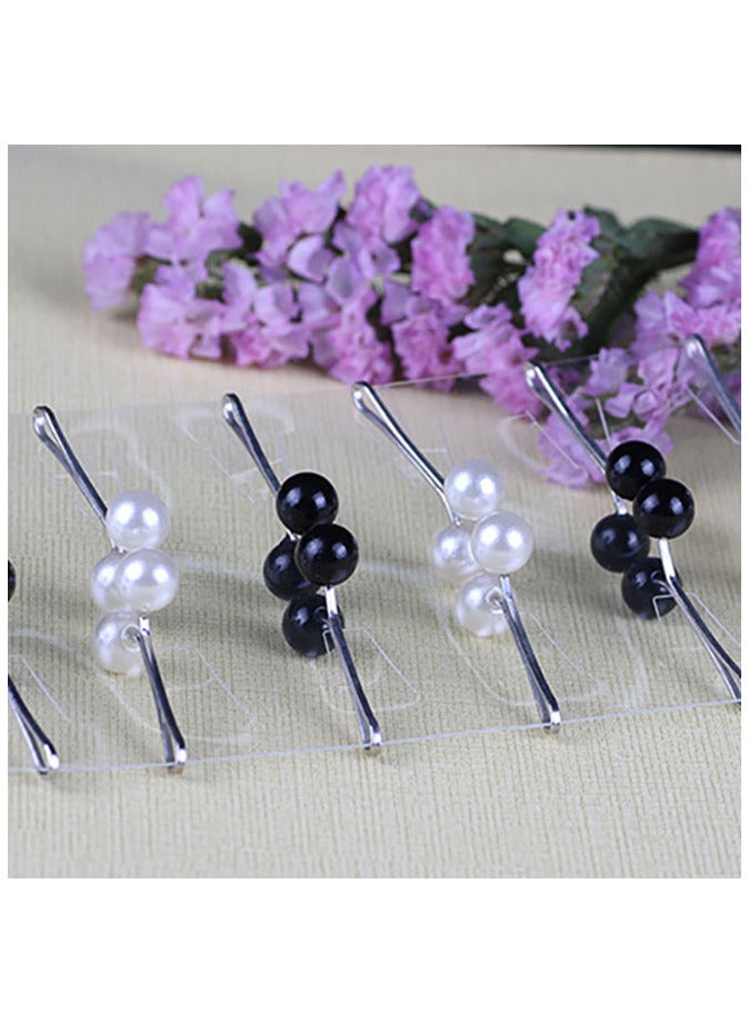 12 Pcs Muslim Women Headscarf Hijab U Clips，Hijab Pearl Brooch Pins for Women，Faux Pearl Scarf Clips Pin，Less Scarf Clips（black and white）  - Image 2