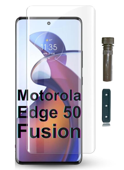 Screen Protector Tempered Glass,3D Curved Edge High Definition 9H Hardness Case Friendly Full Glue Screen Protector For Motorola Edge 50 Fusion 5G/Motorola G85 5G (UV Clear)