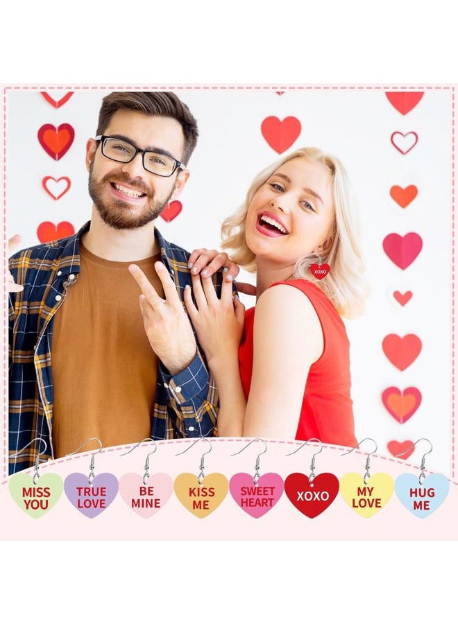 Augsun Valentine's Day Conversation Heart Candy Earrings for Women, Acrylic Heart Pendant Earrings with Sweet Phrases, Valentine's Day earrings for Women with Hooks for Valentine Gifts - Image 4