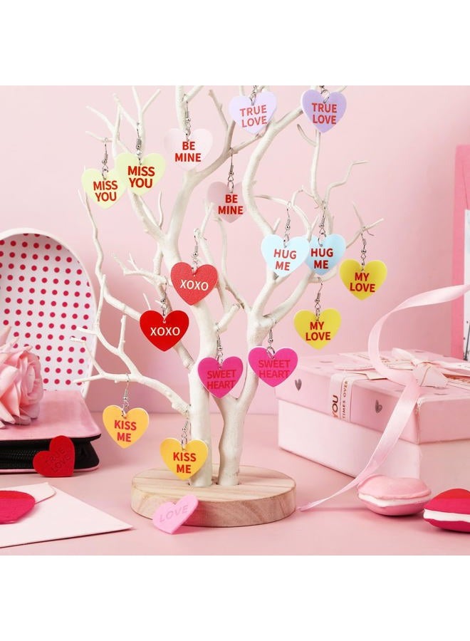 Augsun Valentine's Day Conversation Heart Candy Earrings for Women, Acrylic Heart Pendant Earrings with Sweet Phrases, Valentine's Day earrings for Women with Hooks for Valentine Gifts - Image 5