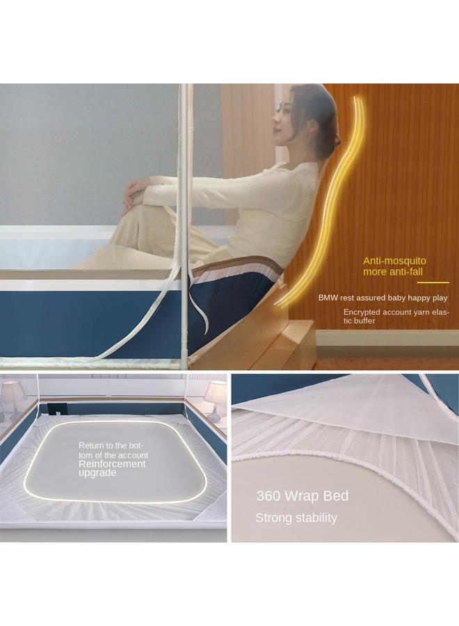 Bluejw 2022 Bed-style Square Top Anti-drop Mosquito Net Wholesale Three-door Zipper Seat Bed Tone Household Children's Anti-drop Text Tone - Image 5
