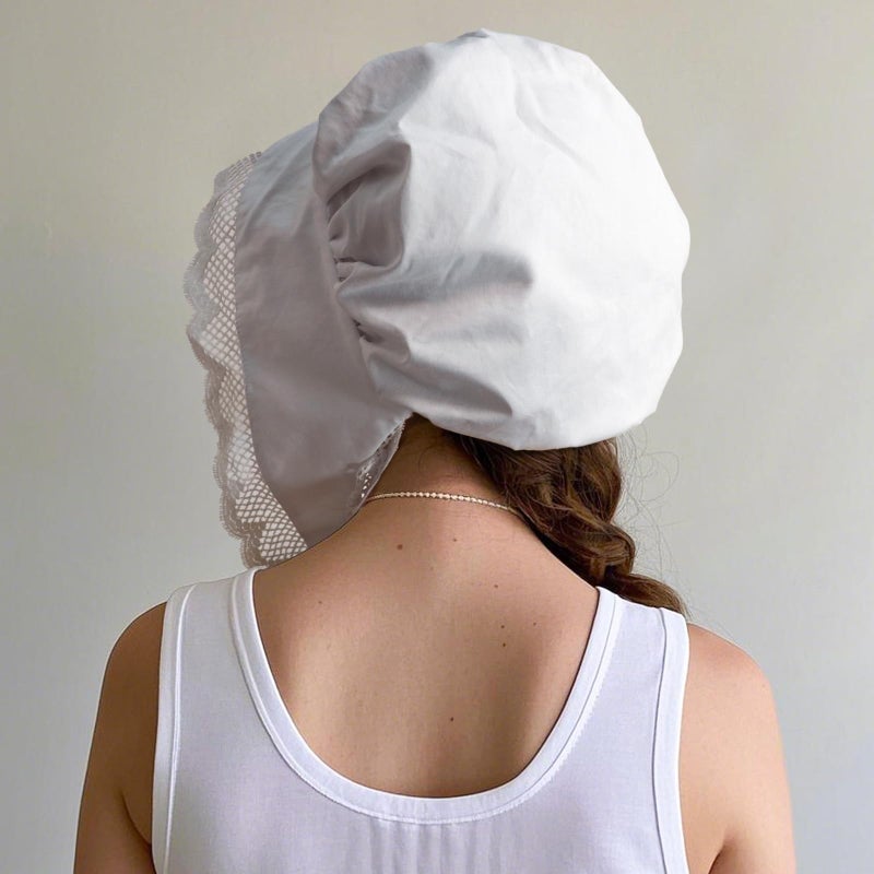 CosInStyle Women's Pioneer Bonnet - Colonial Peasant Amish Hat, Prairie Cap, Nightcap, Maid Cosplay Costume Accessory (Style-B) - Image 3
