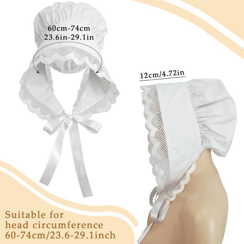 CosInStyle Women's Pioneer Bonnet - Colonial Peasant Amish Hat, Prairie Cap, Nightcap, Maid Cosplay Costume Accessory (Style-B) - Image 4