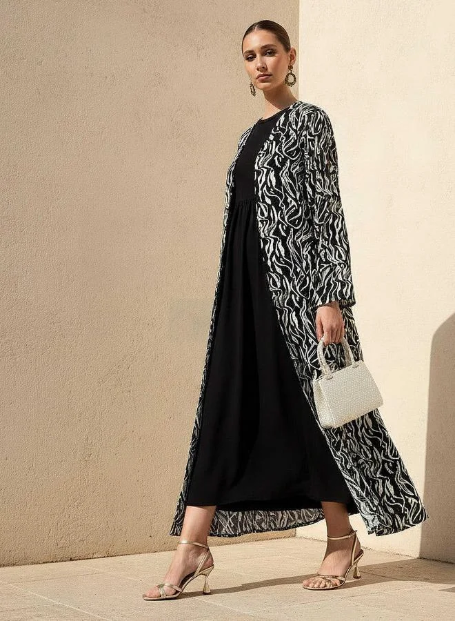 سبلاش فيڤ Regular Fit Kimono Abaya Shrug with Print
