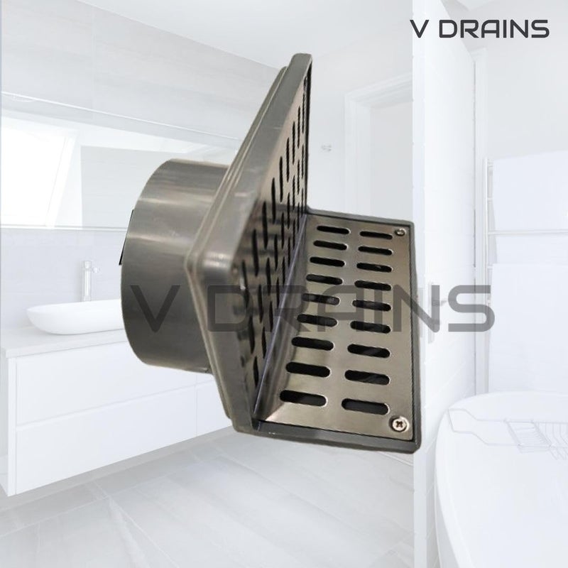 V Drains 75 Mm (3 In) Roof /Balcony/Terrace/Bathroom Side Wall Corner Parapet Scupper L Shape Drain In Abs+Stainless Steel 304 Grating (125MmX120Mm) With Horizontal / Vertical Outlet-5 InX4.7 In - Image 2