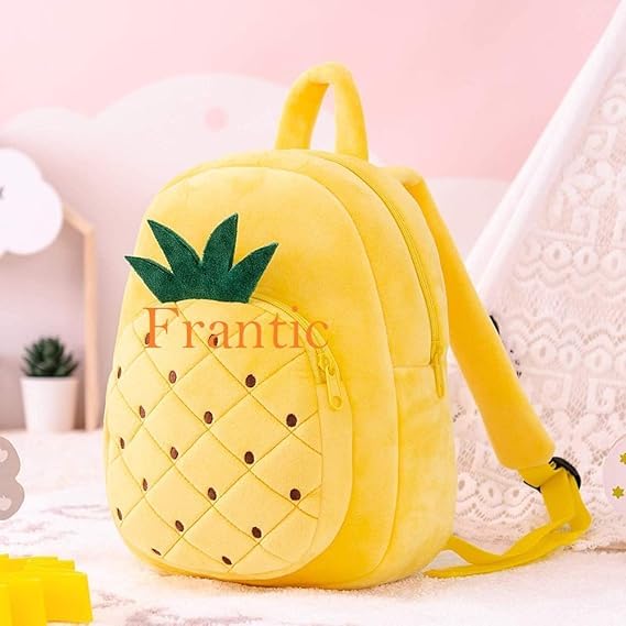 Frantic Kids Soft Animal Cartoon Travelling School Bag Soft Plush Backpacks Boys Girls Baby for 2 to 5 Years Baby/Boys/Girls Nursery(Yellow Pineapple) - Image 4