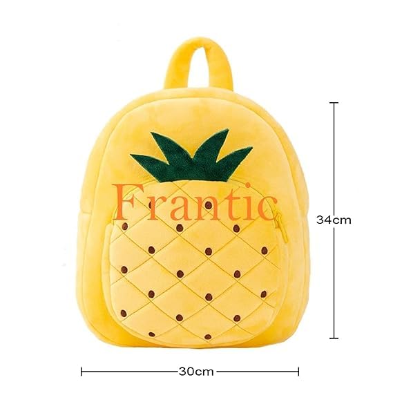 Frantic Kids Soft Animal Cartoon Travelling School Bag Soft Plush Backpacks Boys Girls Baby for 2 to 5 Years Baby/Boys/Girls Nursery(Yellow Pineapple) - Image 2