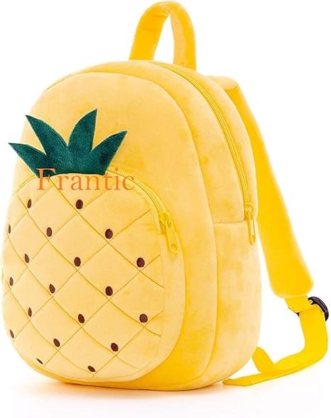 Frantic Kids Soft Animal Cartoon Travelling School Bag Soft Plush Backpacks Boys Girls Baby for 2 to 5 Years Baby/Boys/Girls Nursery(Yellow Pineapple) - Image 1