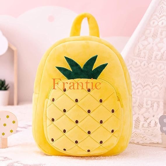 Frantic Kids Soft Animal Cartoon Travelling School Bag Soft Plush Backpacks Boys Girls Baby for 2 to 5 Years Baby/Boys/Girls Nursery(Yellow Pineapple) - Image 5