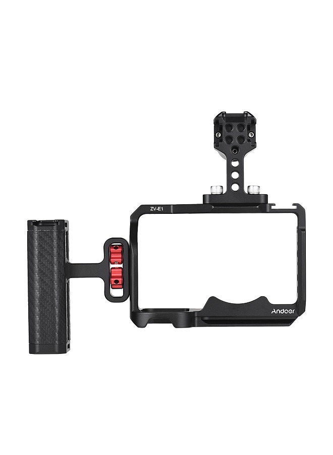 ANDOER Andoer Camera Video Cage + Top Handle + Side Hand Grip Kit Aluminum Alloy Camera Video Cage with Cold Shoe Mounts Numerous 1/4 Inch Threads Replacement for Sony ZV-E1 Camera  - Image 4