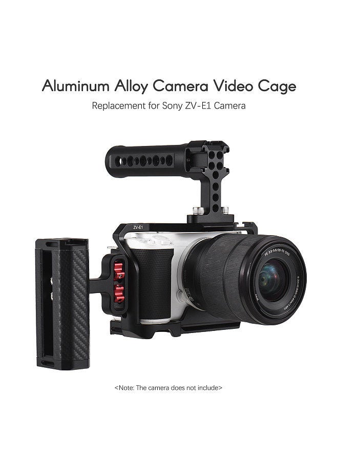 ANDOER Andoer Camera Video Cage + Top Handle + Side Hand Grip Kit Aluminum Alloy Camera Video Cage with Cold Shoe Mounts Numerous 1/4 Inch Threads Replacement for Sony ZV-E1 Camera  - Image 5