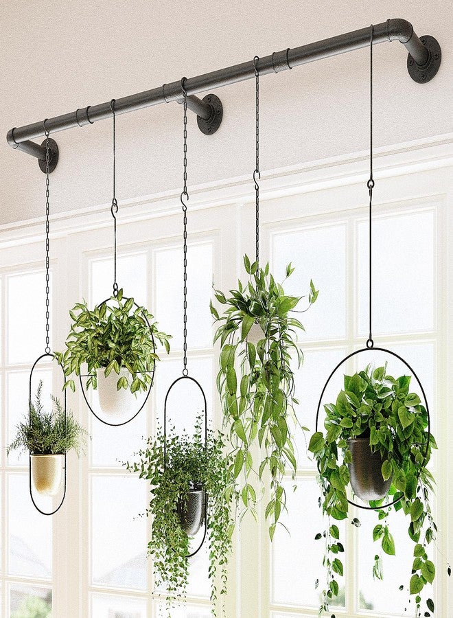 Bamworld Window Plant Hanger Indoor 63in Hanging Planters for Indoor Plants Hanging Plants Holder Hanging Rod Window Plant Shelves Wall Planters Pot/Chain/Plant Not Included(Black) - Image 1