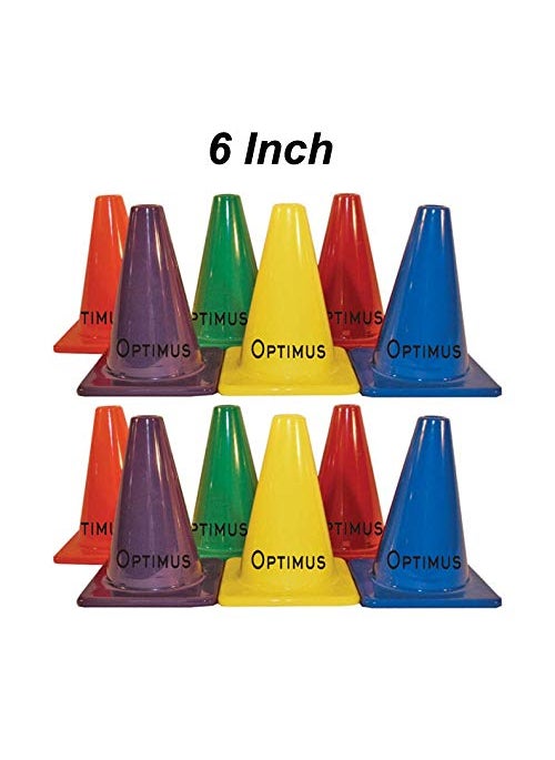 Optimus Optimus 6 Inch Space Marker Cones Set of 12 for Football Cricket Soccer Hockey Field Agility Exercise Sports Training  - Image 2