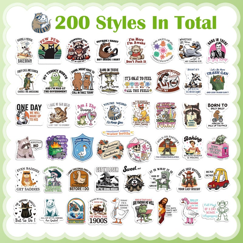 Chivertion 400 Pcs Funny Stickers for Adults Waterproof Funny Meme Stickers Pack for Laptop, Water Bottles, Bumper, Phone, Hard Hats, Wall, Window Decals Decors, 200 Styles - Image 4