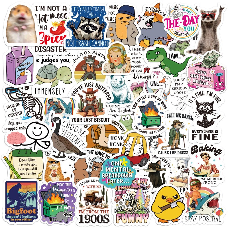 Chivertion 400 Pcs Funny Stickers for Adults Waterproof Funny Meme Stickers Pack for Laptop, Water Bottles, Bumper, Phone, Hard Hats, Wall, Window Decals Decors, 200 Styles - Image 1