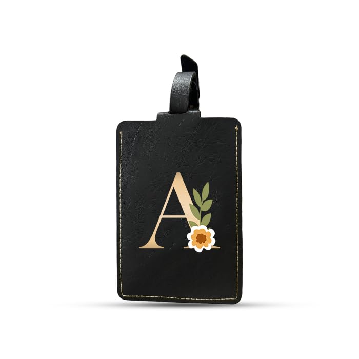 The Messy Corner Blossom |Personalized Luggage Tag| – |Alphabet Initial| Travel ID Tag for Men & Women | Unisex Bag & Backpack Identifier | Travel Gift | A - Image 1
