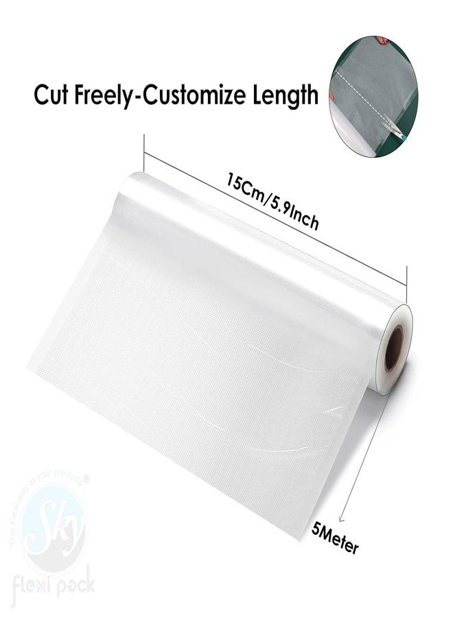 SKY FLEXI PACK Vacuum Sealer Roll for Food Storage (Pack of 1), 15cm x 5m | BPA Free Embossed Roll for Freezer, Meal Prep & Sous Vide | Food Grade - Image 2