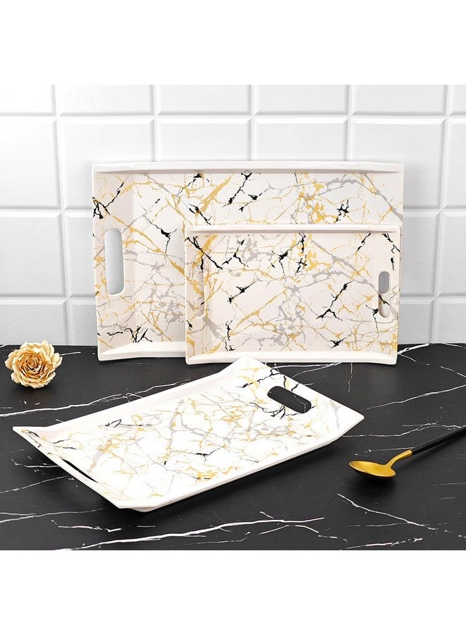 UPC Tray Set for Serving/Serving Tray Set of 3/ Premium Printed Tray for Serving/Multi-Use Nashta Plate (Small, Medium & Large) - Image 1