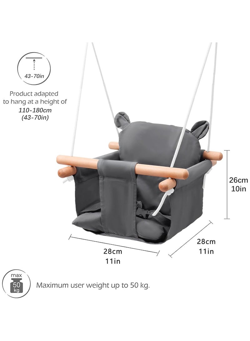 DubaiGallery Baby cloth pocket swing indoor outdoor household cotton linen cloth pocket childrens hanging chair infant swing cross-border - Image 2