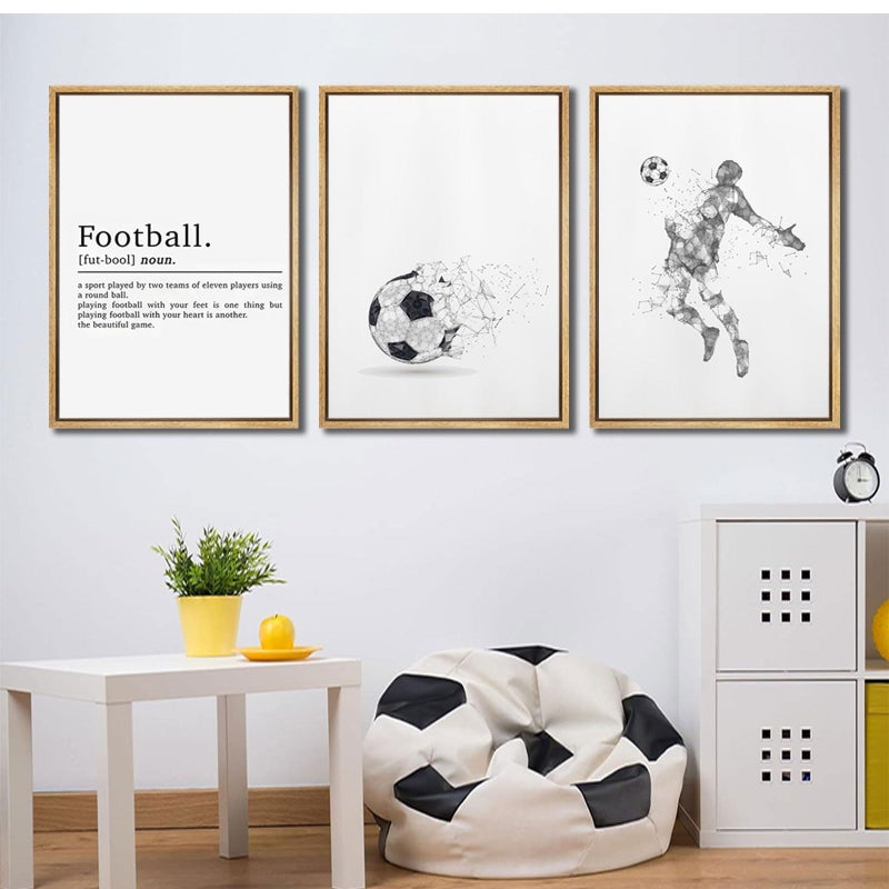 HOME TROVE  3 Pcs Personalized Football Sports Wall Art Abstract Gift Canvas Paintings Minimalist Art Prints Posters Nordic Living Room Wall Decor Pictures Teens Kids Room Home Decor Unframed - Image 2