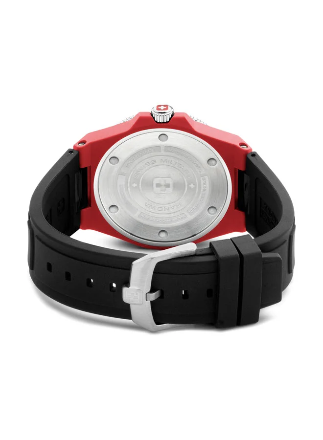 سويس ميليتري هانوا Ocean Pioneer Watch For Men With Black Silicone Strap - 45 mm