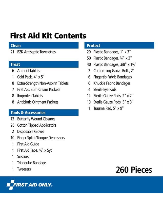 First Aid Only 91248 OSHA-Compliant First Aid Kit, All-Purpose 50-Person Emergency First Aid Kit for Business, Worksite, Home, and Car, 260 Pieces - Image 2