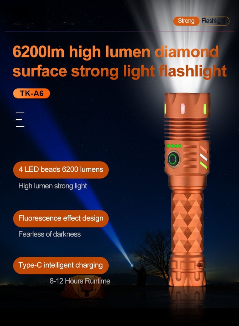 مصباح يدوي LED مدمج مغناطيسي قابل لإعادة الشحن - برتقالي - Image 2