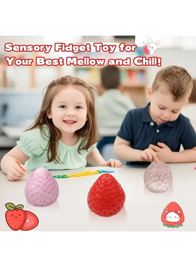 Strawberry Sensory Relax Toy Crystal Fun Stress Relief Strawberry Soft Fidget Gift For Party Favor Birthday Classroom Prize Travel Companion New Year 2025 - Image 3