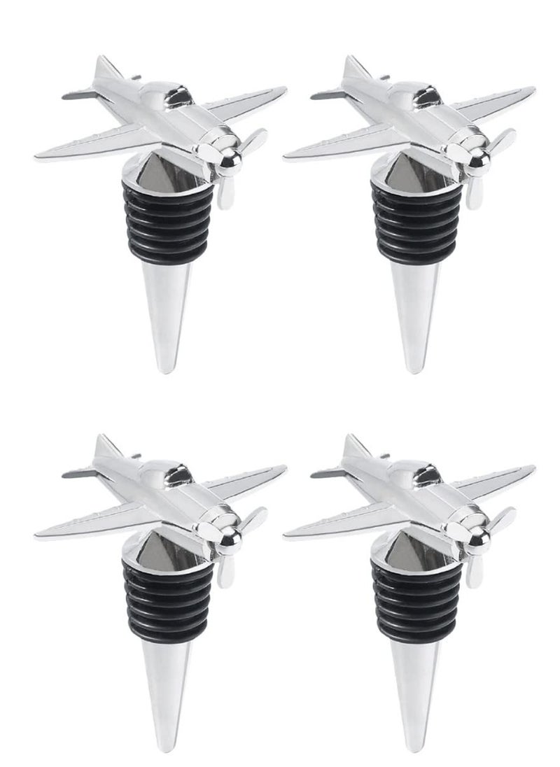 KASTWAVE 4 PCS Wine Stopper Bottle Stopper Wine Saver, Reusable Wine Stopper Used, Wine Champagne Preservation Plug, Aircraft Style Beer Wine Spout Saver Beverage Bottle Seal  - Image 1