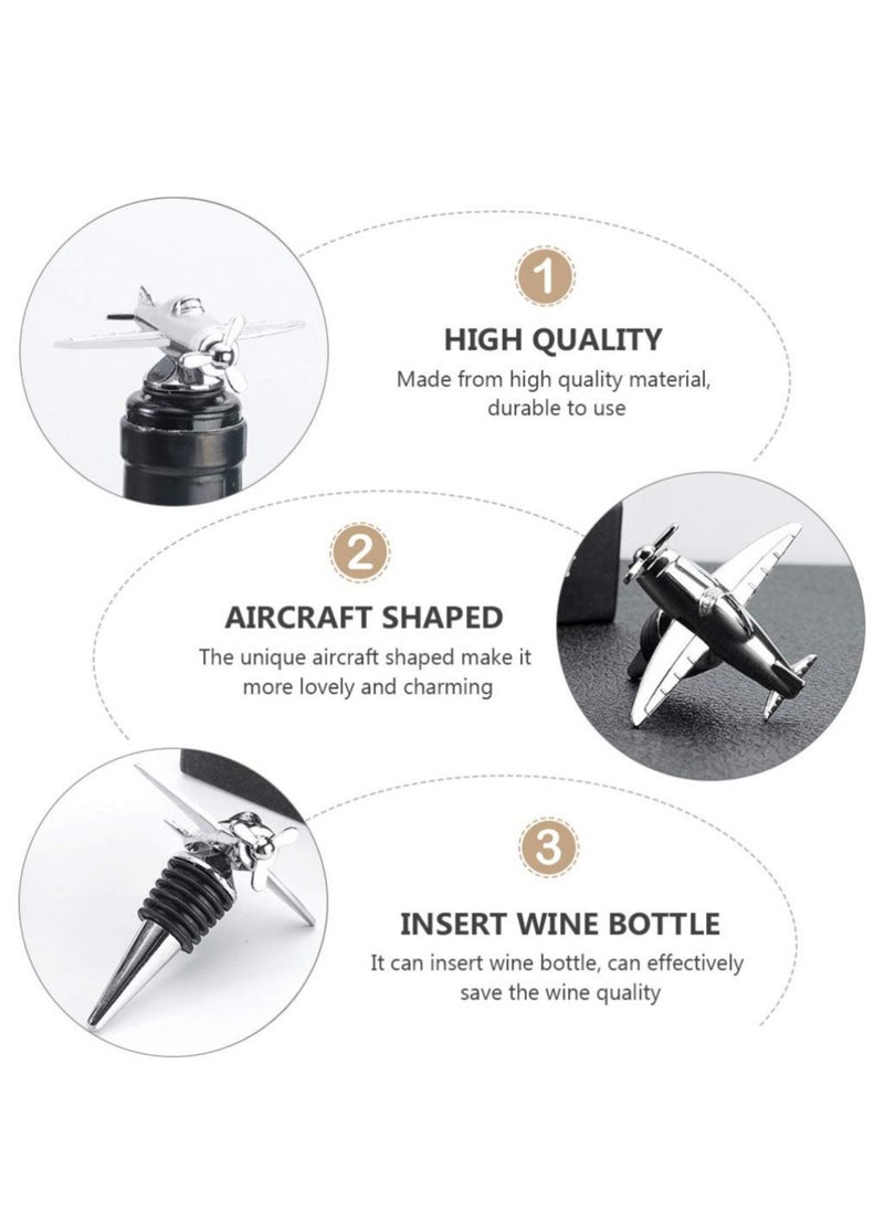 KASTWAVE 4 PCS Wine Stopper Bottle Stopper Wine Saver, Reusable Wine Stopper Used, Wine Champagne Preservation Plug, Aircraft Style Beer Wine Spout Saver Beverage Bottle Seal  - Image 3