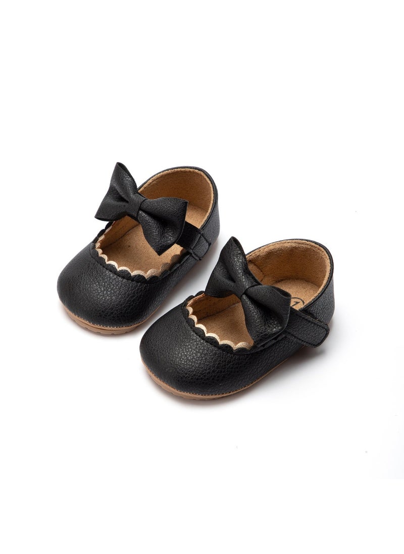 Butterfly Bow Princess Baby Shoes Non-slip Sole Black