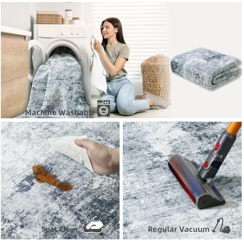 palohom 8x10 Area Rugs for Living Room: Washable Rug Non Slip Low Pile Soft Faux Wool Non Shedding Vintage Large Carpet Rugs for Bedroom Dining Room Kitchen Nursery Under Table Home Office Farmhouse Indoor - Image 5