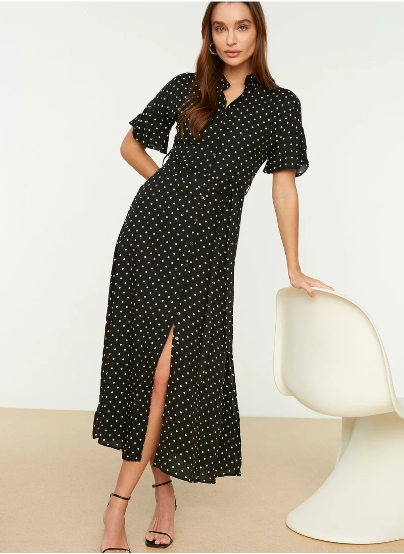 trendyol Side Split Polka Dot Shirt Dress