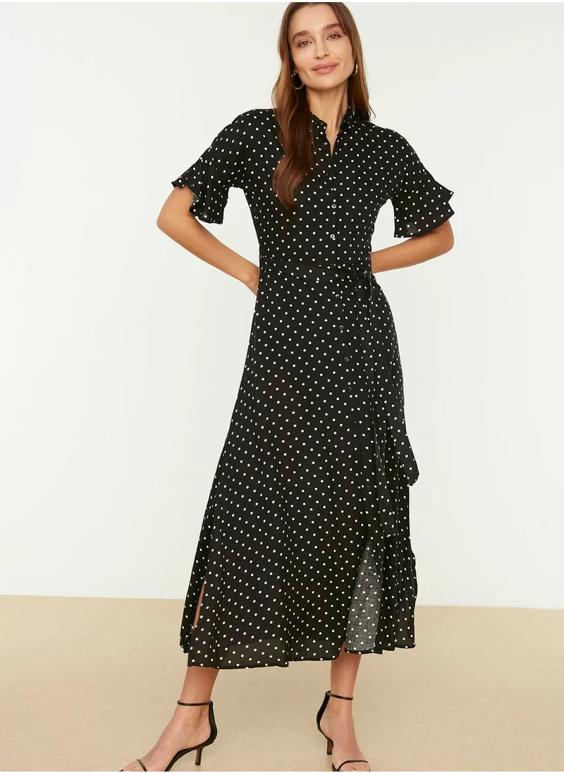 trendyol Side Split Polka Dot Shirt Dress