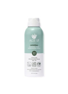 Aloe Up Continuous Mineral Sunscreen Spray SPF 30 - Alcohol-Free Broad Spectrum UVA/UVB Sunscreen Protector for Face and Body - With Gen2 Zinc Oxide and Aloe Vera - Dries Clear - Reef Safe - 4.5 Oz