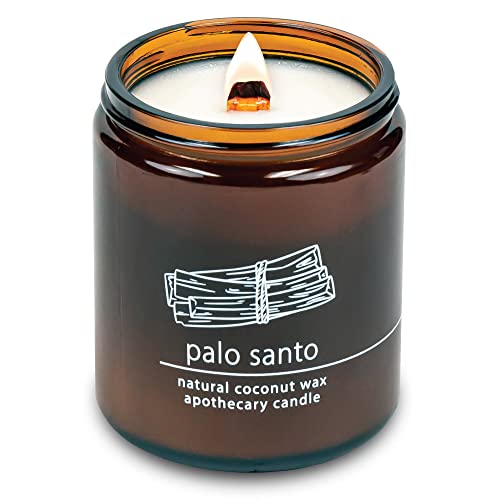 Hemlock Park Crackling Wood Wick Candle Handcrafted with Natural Coconut Wax (Standard 8 oz, Palo Santo) - Image 1