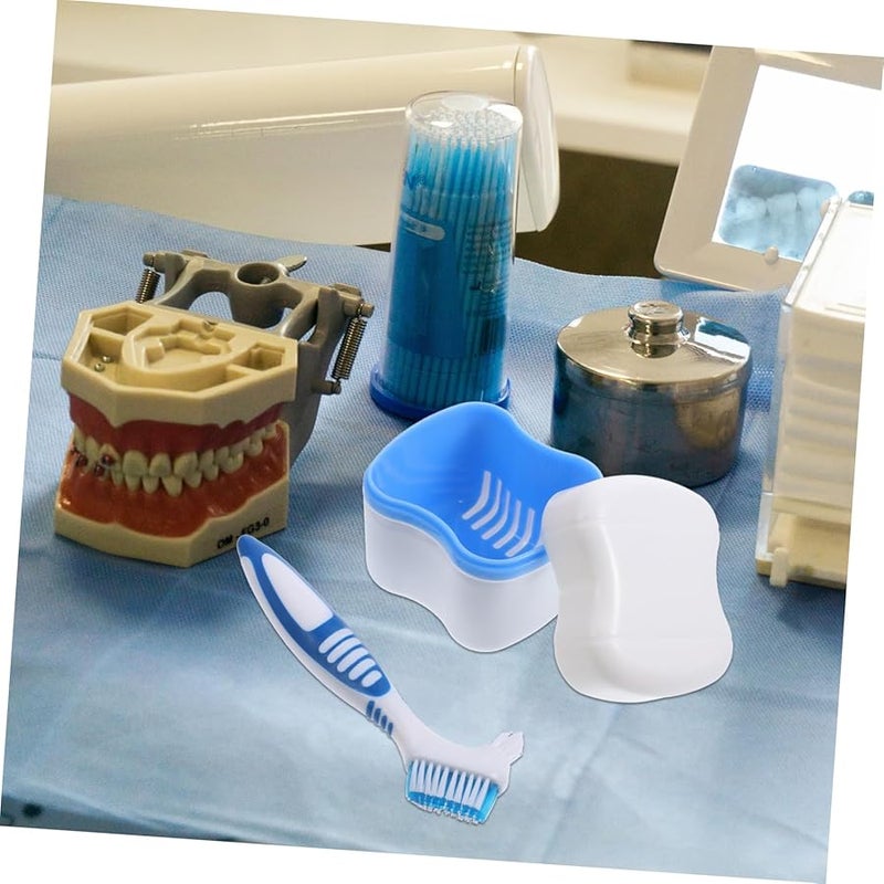 فرشاة أسنان الأسنان الاصطناعية بتصميم فرشاة مائلة وصندوق تخزين لسهولة التنظيف - Image 5