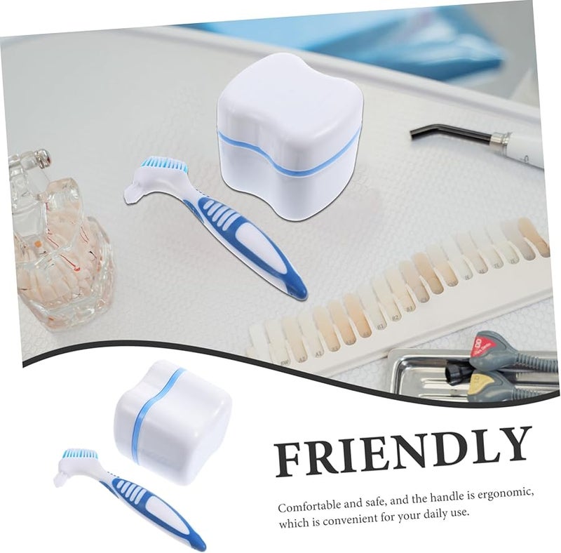 فرشاة أسنان الأسنان الاصطناعية بتصميم فرشاة مائلة وصندوق تخزين لسهولة التنظيف - Image 4