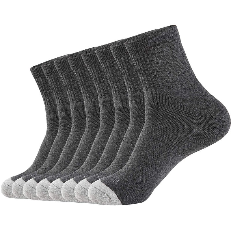 WANDER Men's Athletic Ankle Socks 3-8 Pairs Thick Cushion Running Socks for Men&Women Cotton Socks 7-9/9-12/12-15 (8 Pair Dark Grey, Shoe Size: 9-12) - Image 1