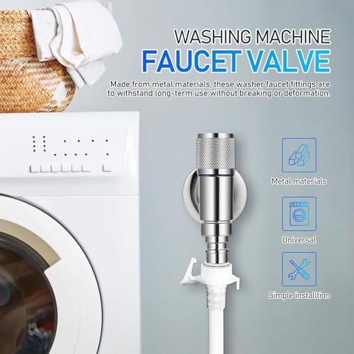 GSAINTLY® Washing Machine Faucet, Water Spigot with Hose Handle, Washing Machine Tap Dishwasher Angle Valve Laundry Tap(Chrome Finish) - Image 4